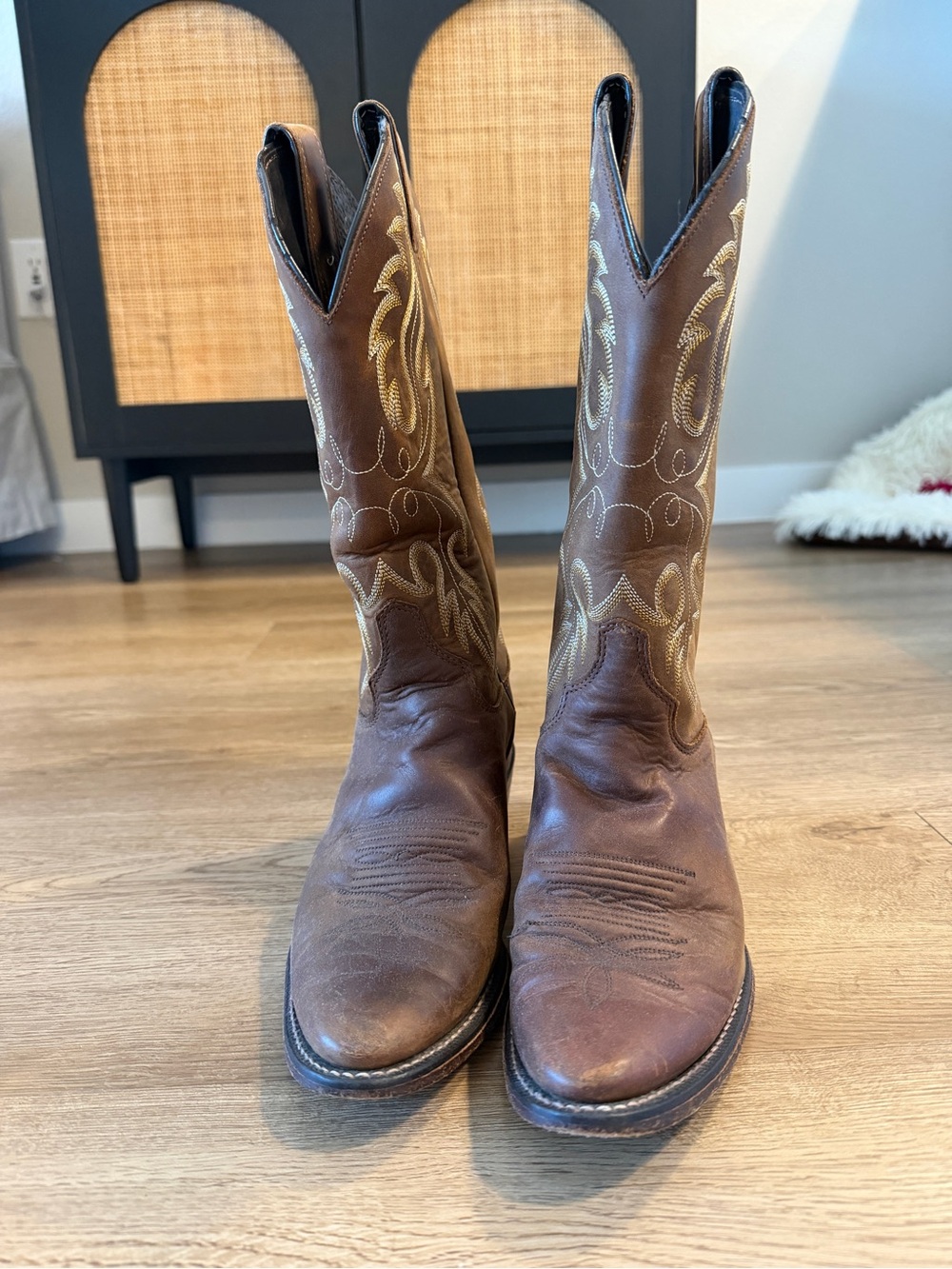 Brown Embroidered Cowboy Boots